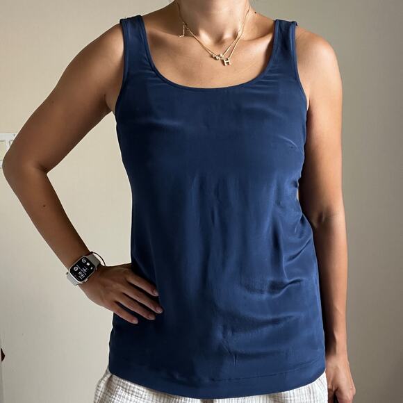 Madewell 100% Silk Lookout Bow Back Sleeveless Tank Top Blue Size XS - Picture 3 of 15